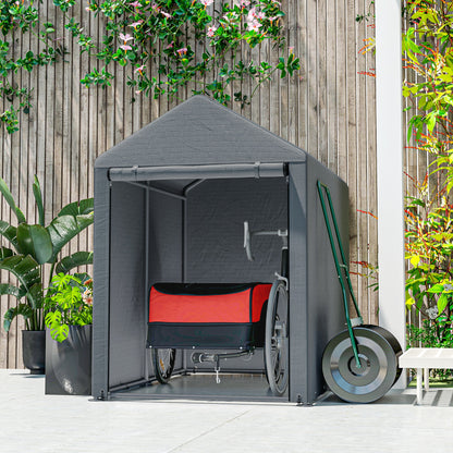 Garage Tent for 2 Bikes, Waterproof Tent Garage with Anti-Dust Bike Cover, Equipment Tent, Foil Equipment House Bike Garage for Outdoor Terrace, 120x179x165cm, Dark Gray