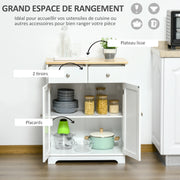 Storage Buffet Cabinet with Double Door Cupboard, 2 Drawers, and Adjustable Shelf for Living Room, Kitchen, Bedroom, White and Natural Wood
