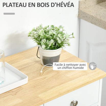 Storage Buffet Cabinet with Double Door Cupboard, 2 Drawers, and Adjustable Shelf for Living Room, Kitchen, Bedroom, White and Natural Wood