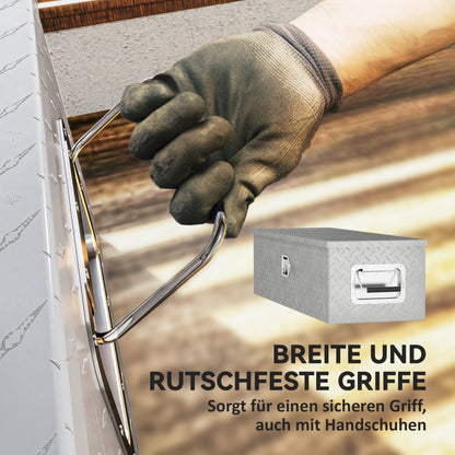 Aluminum Toolbox Storage Box with Side Handles, Lock and Keys, Truck Tool Box, Storage Box for Trailers, 99 x 33 x 25.5 cm