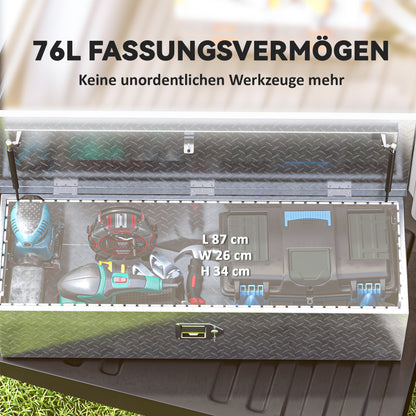 Aluminum Toolbox Storage Box with Side Handles, Lock and Keys, Truck Tool Box, Storage Box for Trailers, 99 x 33 x 25.5 cm