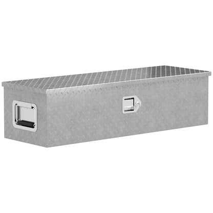 Aluminum Toolbox Storage Box with Side Handles, Lock and Keys, Truck Tool Box, Storage Box for Trailers, 99 x 33 x 25.5 cm