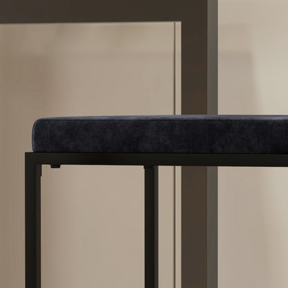 Set of 2 high chairs, bar stools, 74 cm height, steel structure, velvet seat cushion, footrest, bar chairs, elegant modern style, black