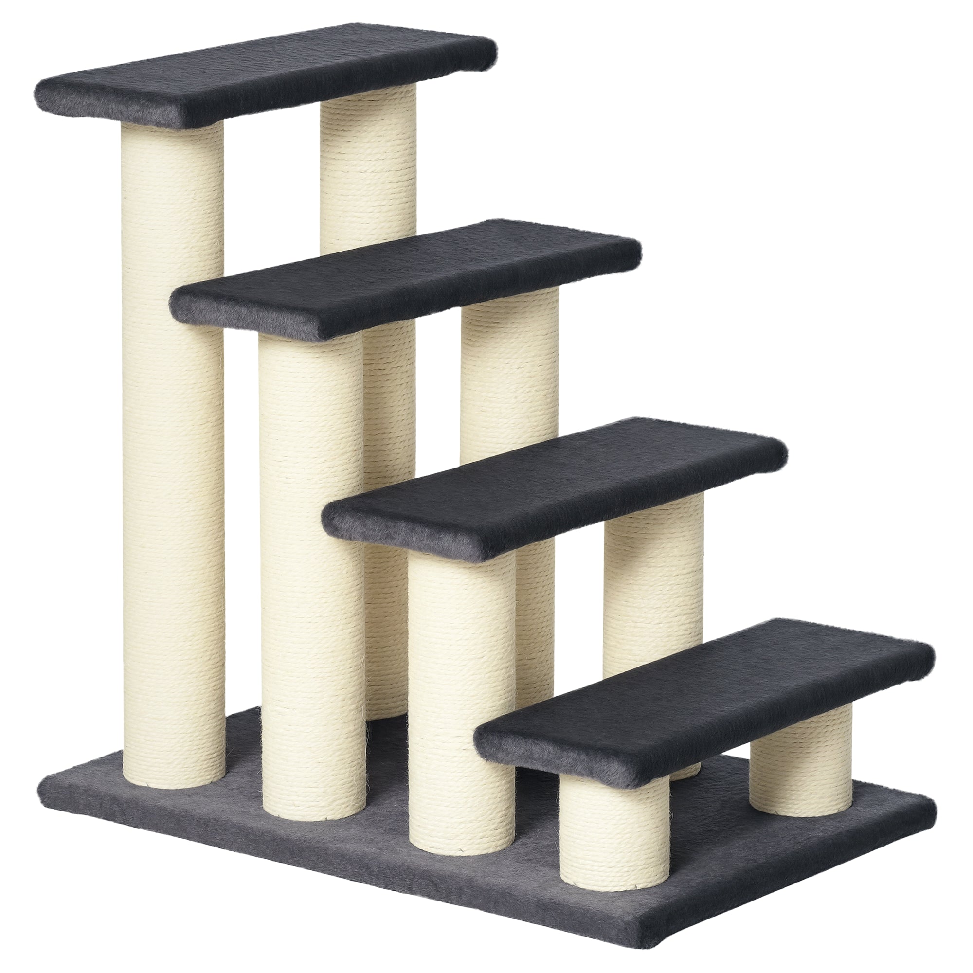 Dog Stairs 4 Steps 59 cm High Pet Stairs for Cats and Dogs Dog Ramp Cat Stairs Entry Aid for Bed, Sofa, Couch Gray