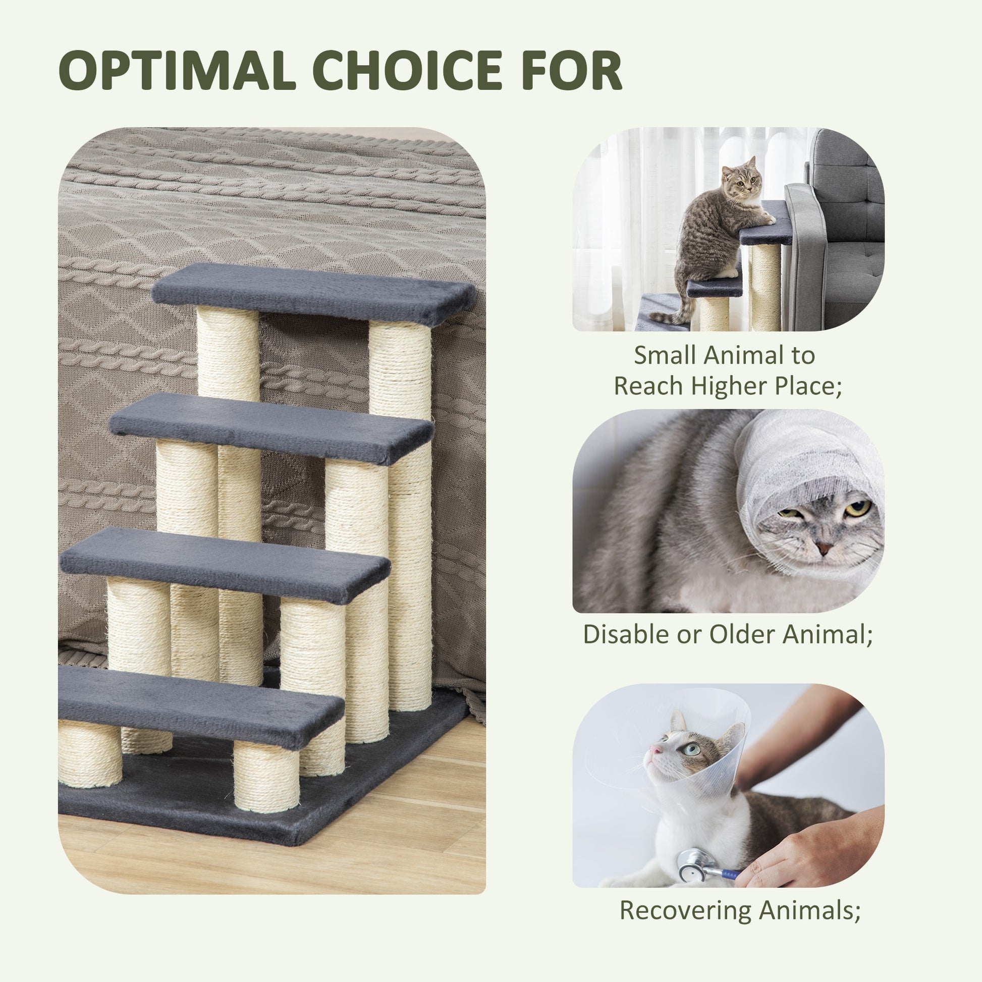 Dog Stairs 4 Steps 59 cm High Pet Stairs for Cats and Dogs Dog Ramp Cat Stairs Entry Aid for Bed, Sofa, Couch Gray