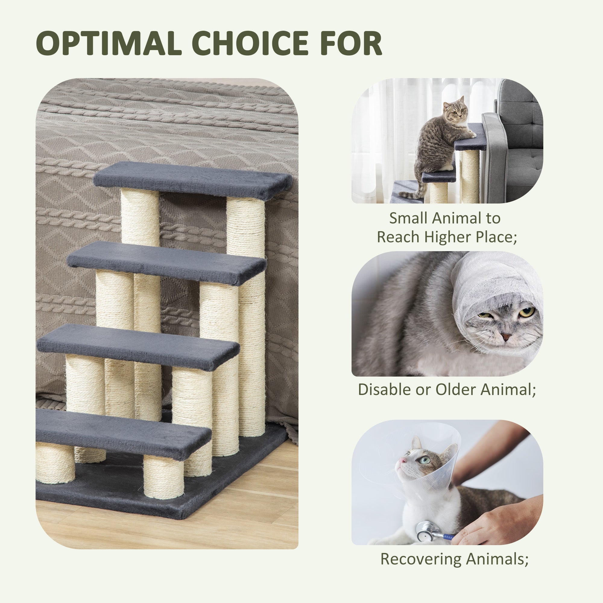 Dog Stairs 4 Steps 59 cm High Pet Stairs for Cats and Dogs Dog Ramp Cat Stairs Entry Aid for Bed, Sofa, Couch Gray