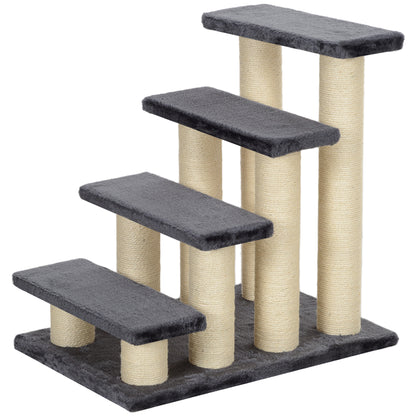 Dog Stairs 4 Steps 59 cm High Pet Stairs for Cats and Dogs Dog Ramp Cat Stairs Entry Aid for Bed, Sofa, Couch Gray