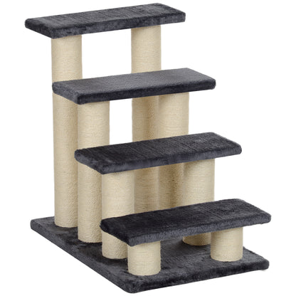 Dog Stairs 4 Steps 59 cm High Pet Stairs for Cats and Dogs Dog Ramp Cat Stairs Entry Aid for Bed, Sofa, Couch Gray