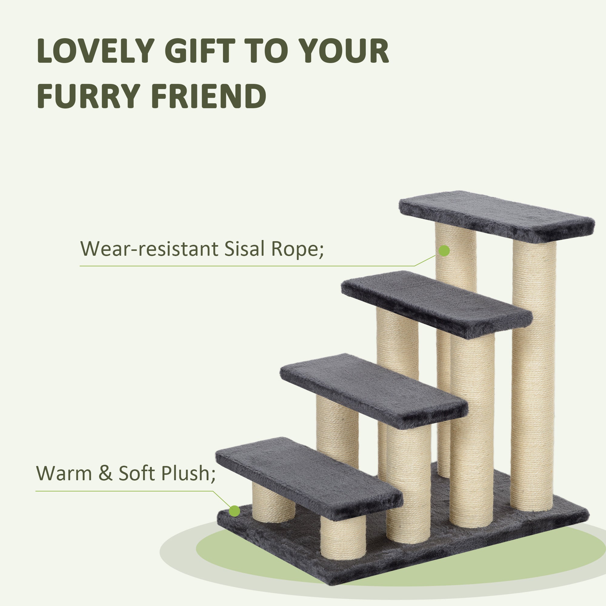 Dog Stairs 4 Steps 59 cm High Pet Stairs for Cats and Dogs Dog Ramp Cat Stairs Entry Aid for Bed, Sofa, Couch Gray