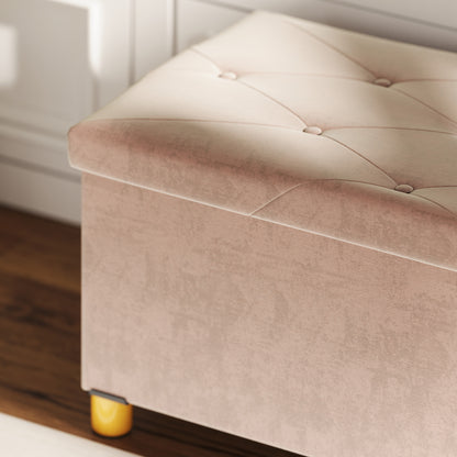 Storage Bench, End of Bed, Foldable, 76 x 38 x 38 cm, volume 67 L, weight capacity 120 kg, with lid, for bedroom, hallway, living room, pink