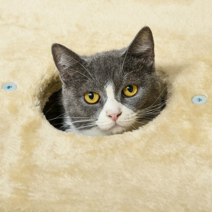 Small Cat Scratching Post, 74 cm Cat Tree with Cat Cave, Play Ball, Indoor Climbing Tower with Bed, Scratching Furniture for Cats up to 5 kg, Beige