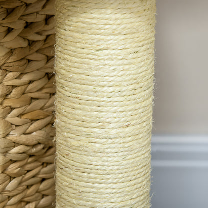 Small Cat Scratching Post, 74 cm Cat Tree with Cat Cave, Play Ball, Indoor Climbing Tower with Bed, Scratching Furniture for Cats up to 5 kg, Beige