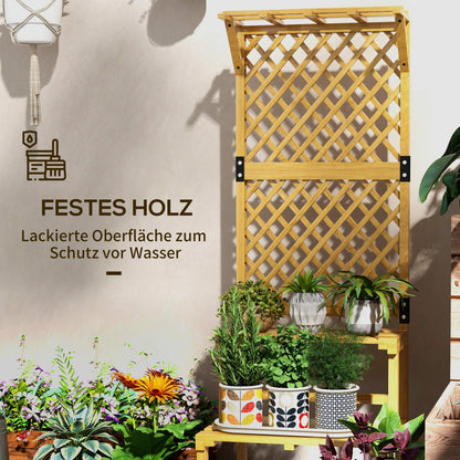 2-Tier Plant Stand with Trellis, 166 cm High Flower Stand for Indoor Outdoor, Wooden Plant Rack, Multi-tier Flower Stand, Flower Stairs for Living Room, Garden Balcony Decor, Yellow