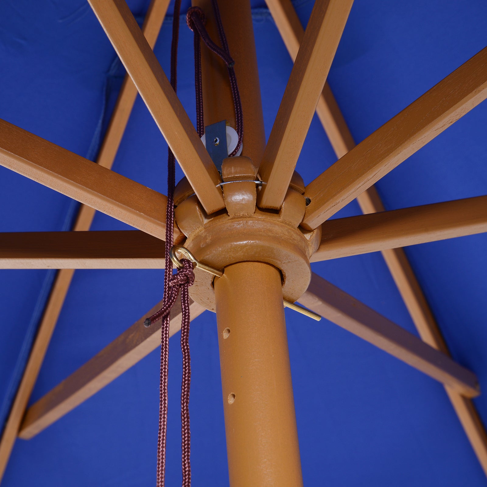 Sun Umbrella Ø 300 cm, Sun Umbrella with UV Protection Balcony Umbrella made of Wood Beach Umbrella Stable Market Umbrella Sun Protection for Beach Terrace Garden, Blue