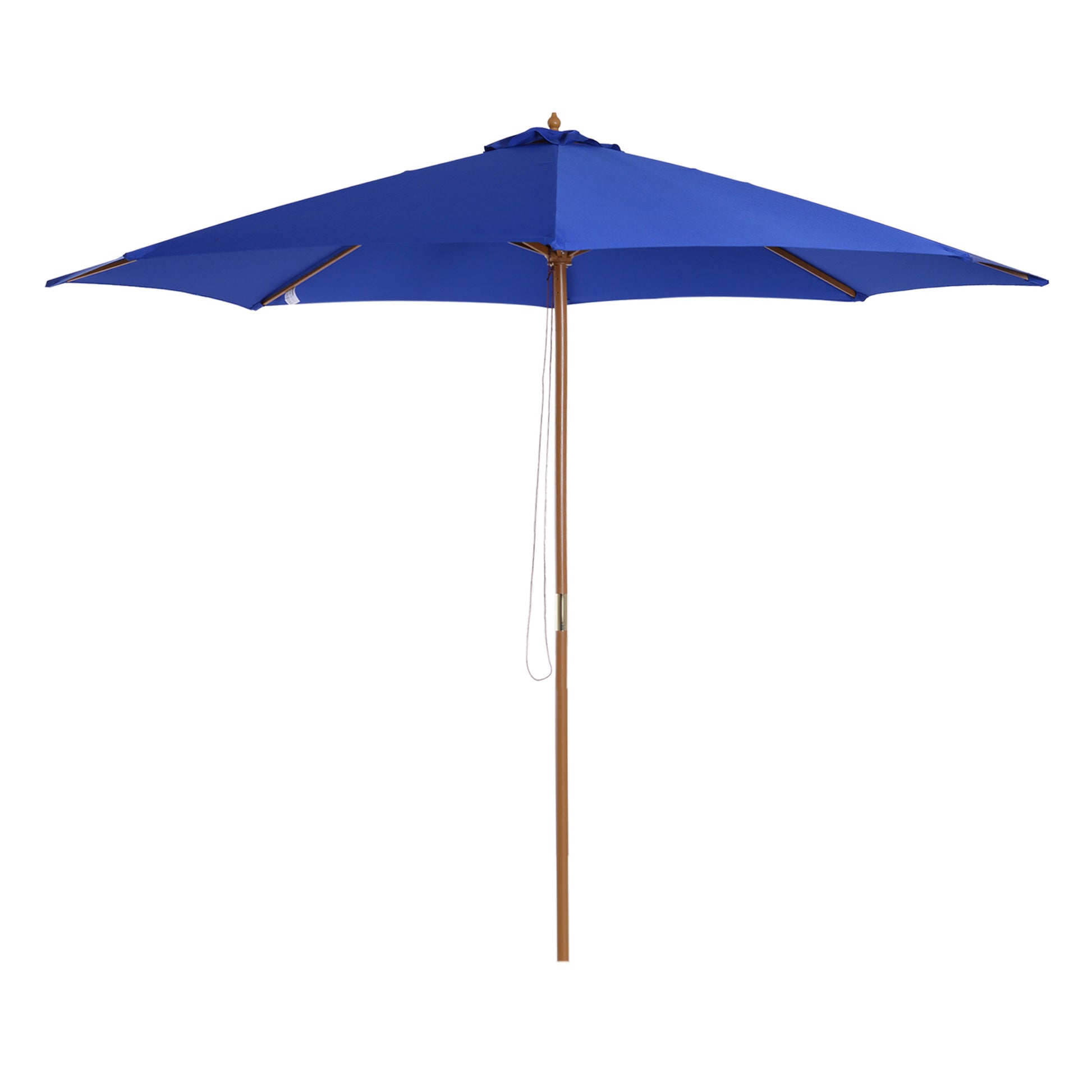 Sun Umbrella Ø 300 cm, Sun Umbrella with UV Protection Balcony Umbrella made of Wood Beach Umbrella Stable Market Umbrella Sun Protection for Beach Terrace Garden, Blue
