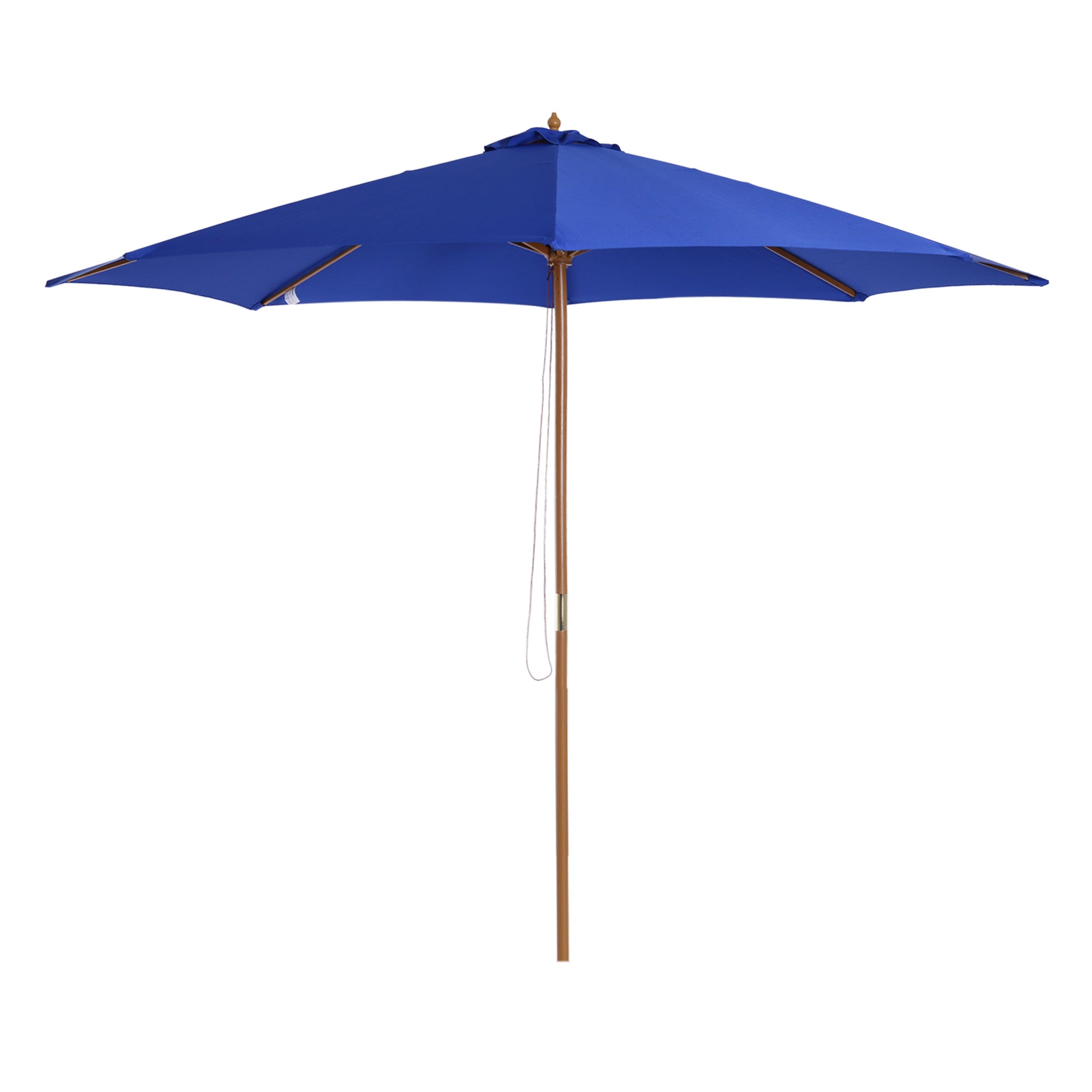 Sun Umbrella Ø 300 cm, Sun Umbrella with UV Protection Balcony Umbrella made of Wood Beach Umbrella Stable Market Umbrella Sun Protection for Beach Terrace Garden, Blue