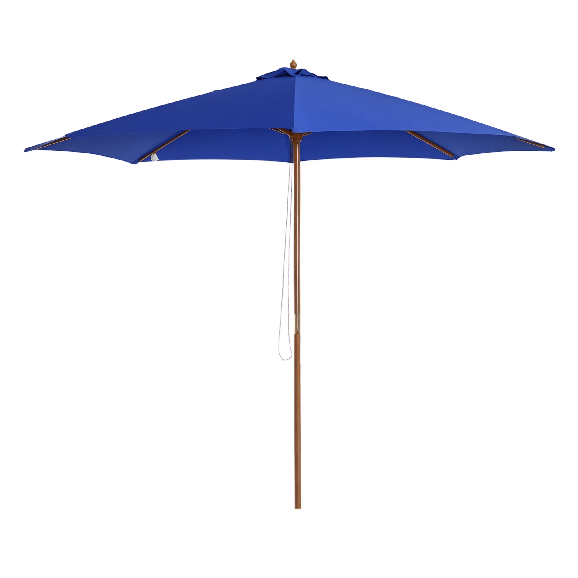 Sun Umbrella Ø 300 cm, Sun Umbrella with UV Protection Balcony Umbrella made of Wood Beach Umbrella Stable Market Umbrella Sun Protection for Beach Terrace Garden, Blue