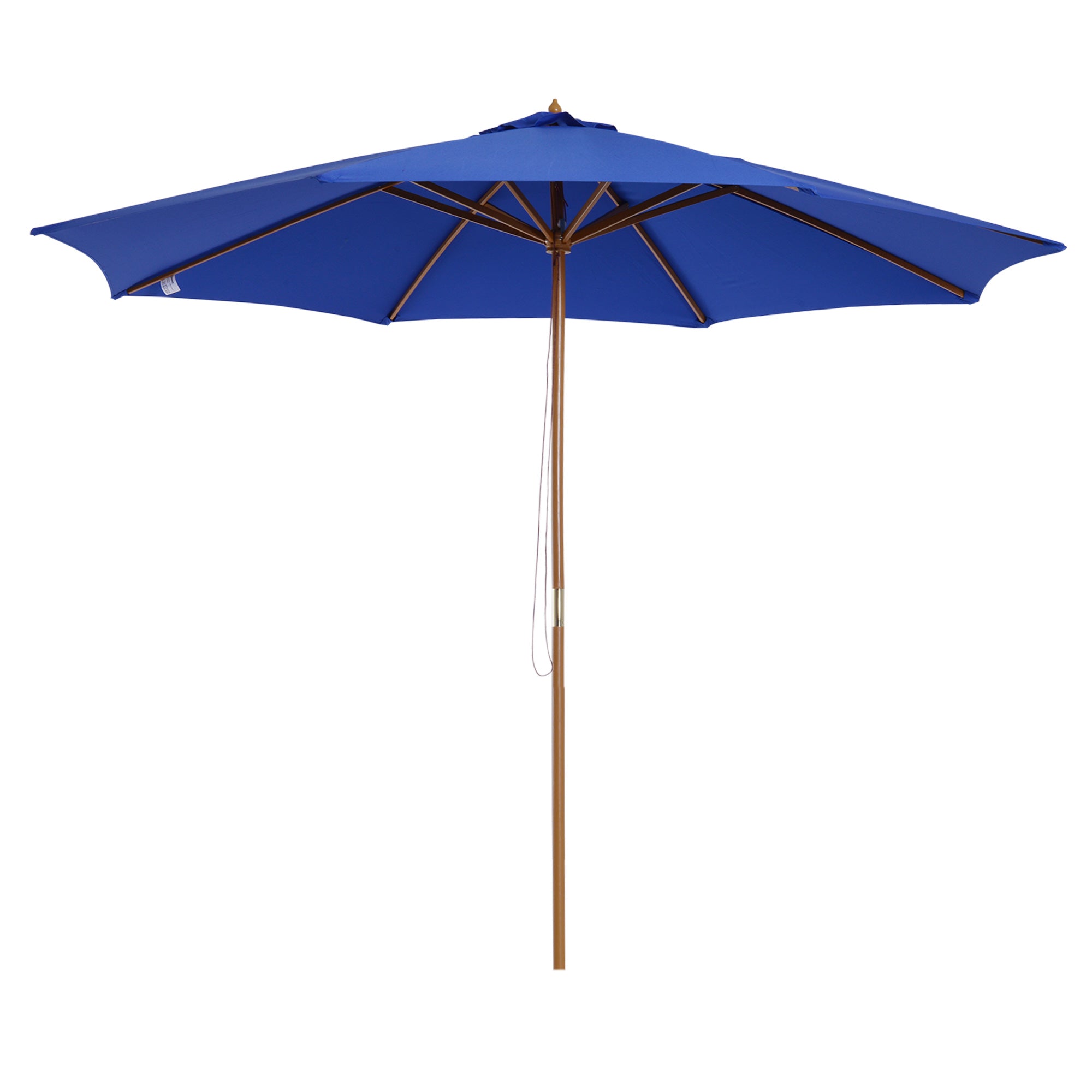 Sun Umbrella Ø 300 cm, Sun Umbrella with UV Protection Balcony Umbrella made of Wood Beach Umbrella Stable Market Umbrella Sun Protection for Beach Terrace Garden, Blue