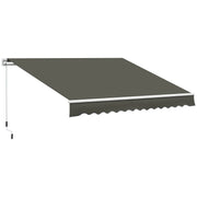 Manual Retractable Awning 350x250 cm Balcony Awning with Waterproof and Anti-UV Metal Crank Outdoor Roll-up Awning for Garden Terrace Windows Gray