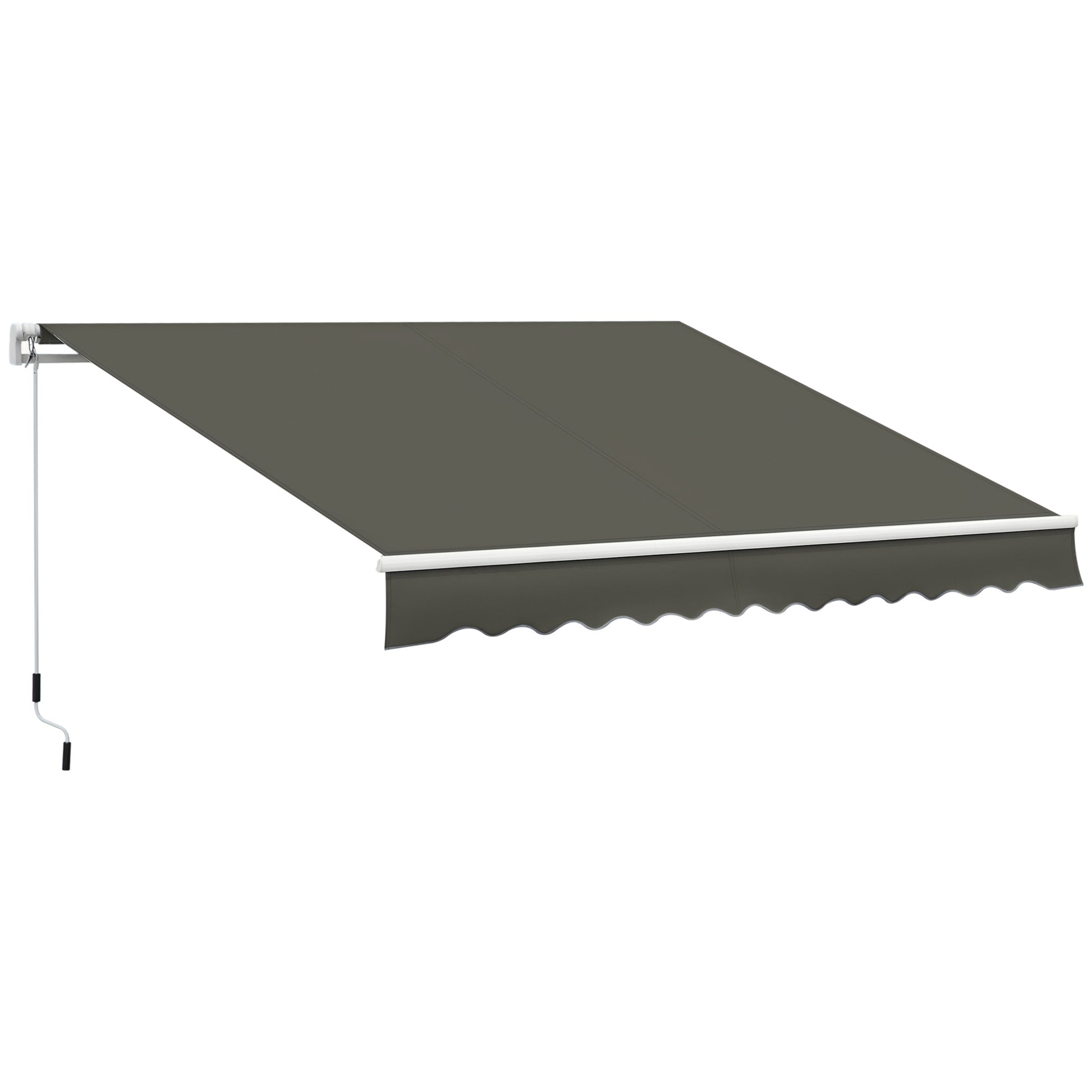 Manual Retractable Awning 350x250 cm Balcony Awning with Waterproof and Anti-UV Metal Crank Outdoor Roll-up Awning for Garden Terrace Windows Gray