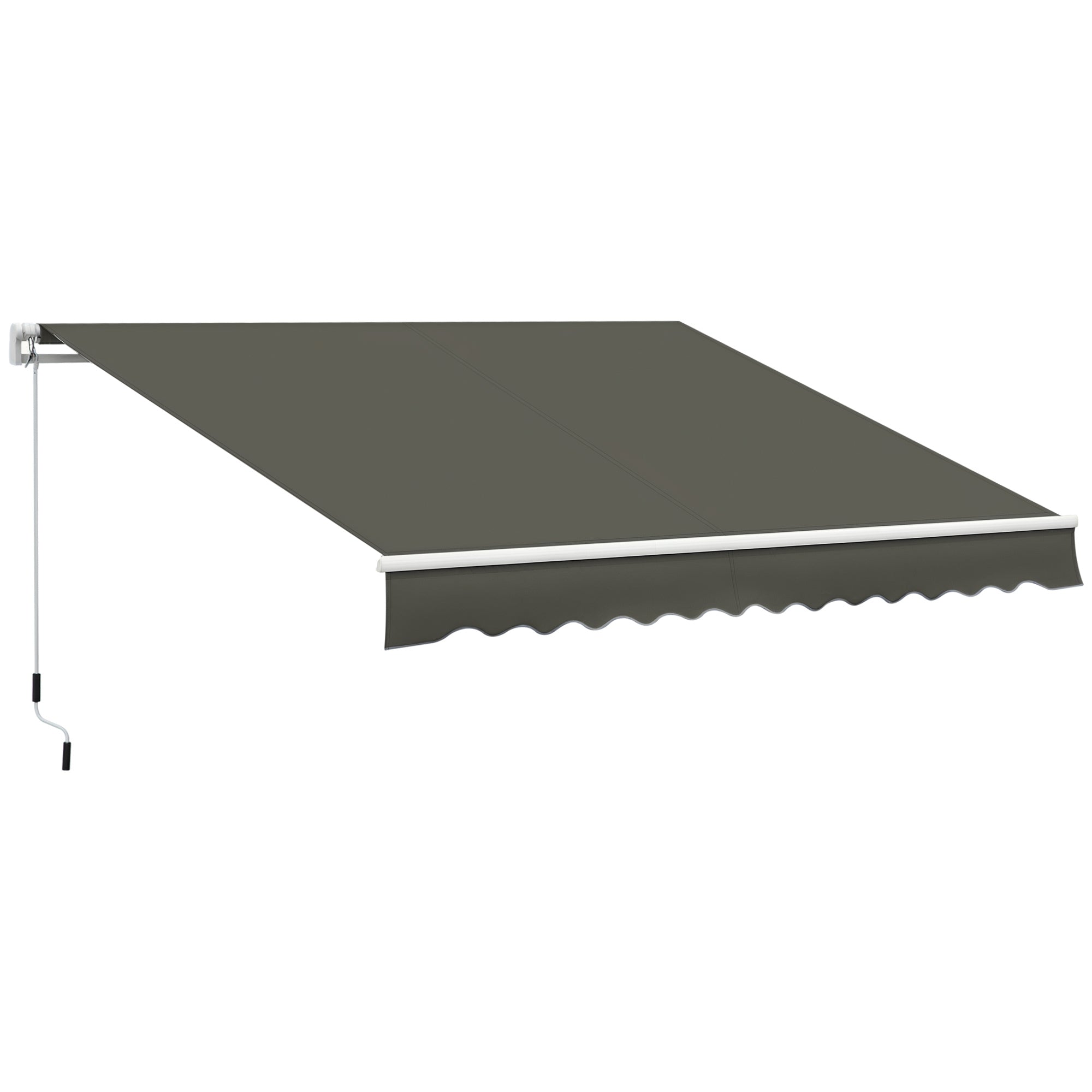 Manual Retractable Awning 350x250 cm Balcony Awning with Waterproof and Anti-UV Metal Crank Outdoor Roll-up Awning for Garden Terrace Windows Gray