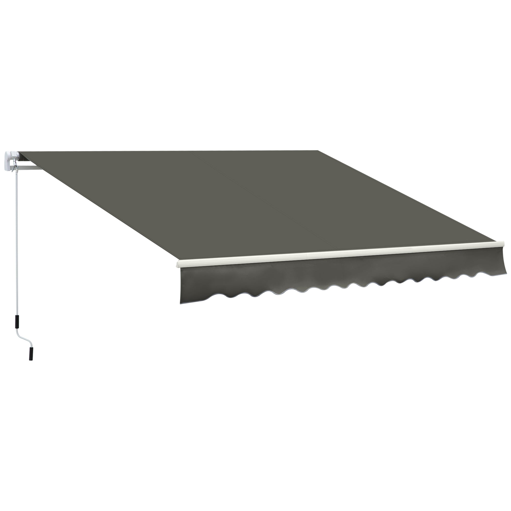 Manual Retractable Awning 350x250 cm Balcony Awning with Waterproof and Anti-UV Metal Crank Outdoor Roll-up Awning for Garden Terrace Windows Gray