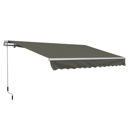 Manual Retractable Awning 350x250 cm Balcony Awning with Waterproof and Anti-UV Metal Crank Outdoor Roll-up Awning for Garden Terrace Windows Gray
