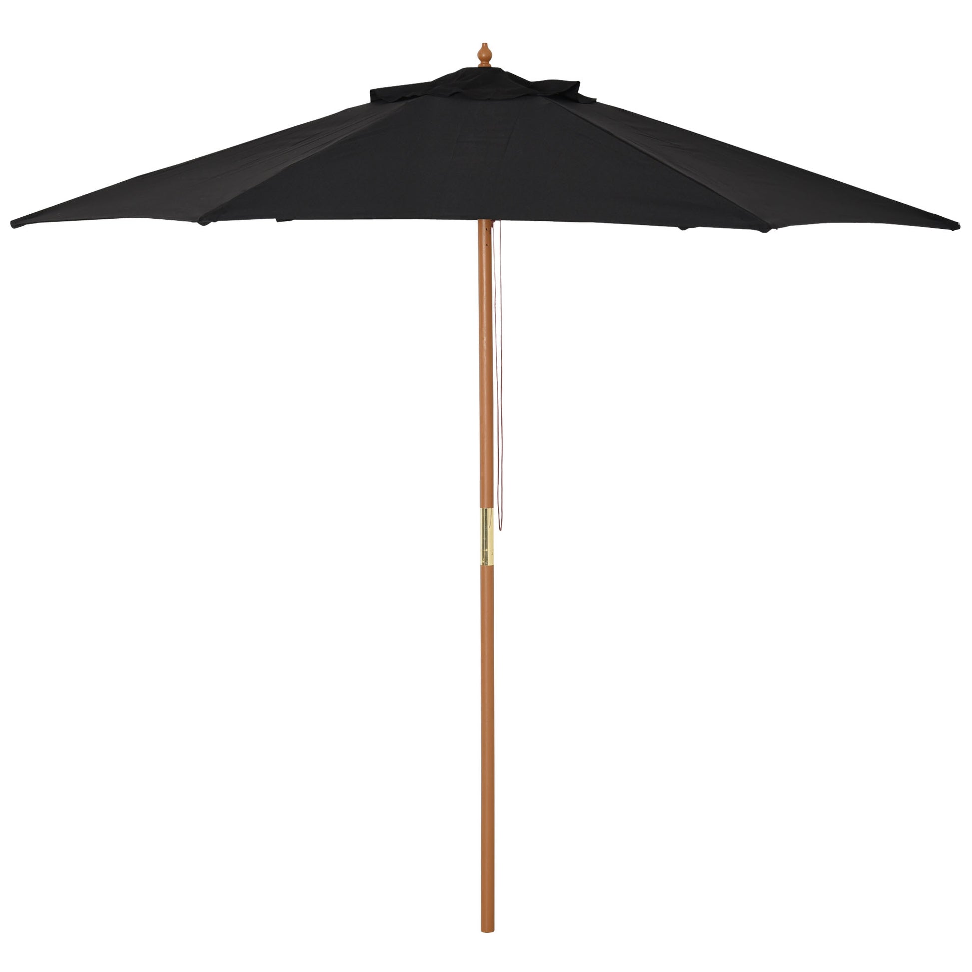 Umbrella Ø 250 cm, Umbrella with pulley mechanism Balcony Umbrella Beach Umbrella made of bamboo windproof Market Umbrella Sun protection for balcony terrace garden, Black