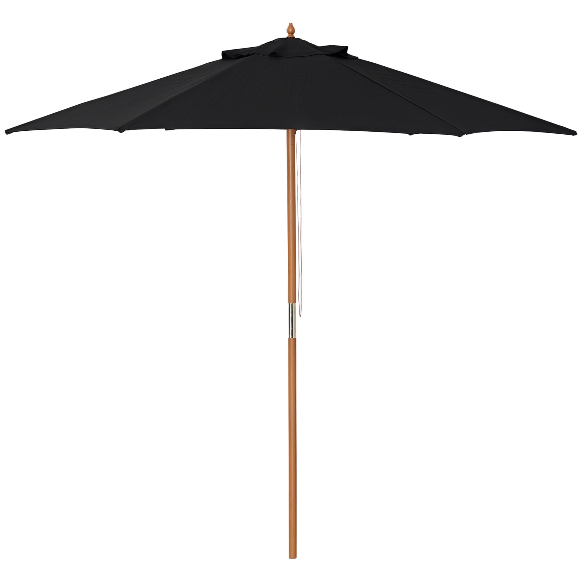 Umbrella Ø 250 cm, Umbrella with pulley mechanism Balcony Umbrella Beach Umbrella made of bamboo windproof Market Umbrella Sun protection for balcony terrace garden, Black