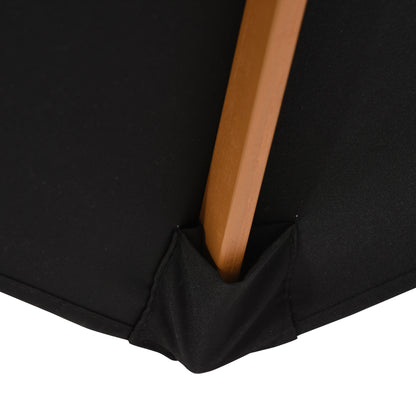 Umbrella Ø 250 cm, Umbrella with pulley mechanism Balcony Umbrella Beach Umbrella made of bamboo windproof Market Umbrella Sun protection for balcony terrace garden, Black