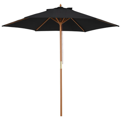 Umbrella Ø 250 cm, Umbrella with pulley mechanism Balcony Umbrella Beach Umbrella made of bamboo windproof Market Umbrella Sun protection for balcony terrace garden, Black