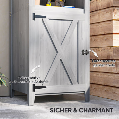 Garden Cabinet Wood, Weatherproof Tool Shed 60x60x160cm, Tool Shed with Door, Adjustable Shelves, Lockable Tool Cabinet, Garden Shed for Garden, Patio, Backyard, Light Grey
