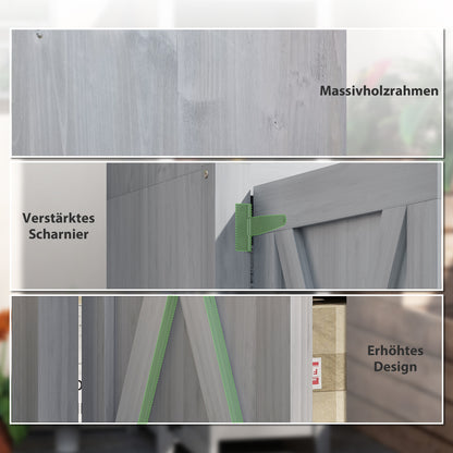 Garden Cabinet Wood, Weatherproof Tool Shed 60x60x160cm, Tool Shed with Door, Adjustable Shelves, Lockable Tool Cabinet, Garden Shed for Garden, Patio, Backyard, Light Grey