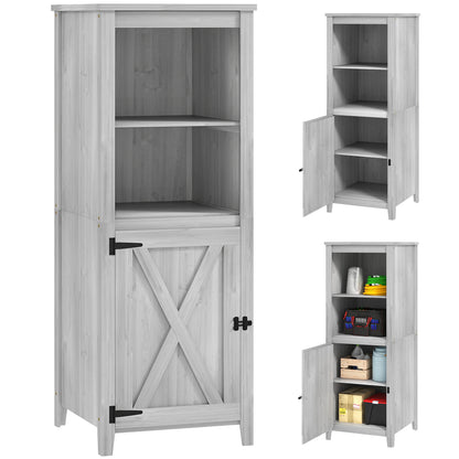 Garden Cabinet Wood, Weatherproof Tool Shed 60x60x160cm, Tool Shed with Door, Adjustable Shelves, Lockable Tool Cabinet, Garden Shed for Garden, Patio, Backyard, Light Grey
