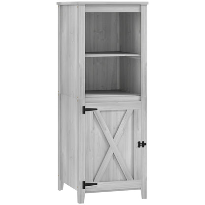Garden Cabinet Wood, Weatherproof Tool Shed 60x60x160cm, Tool Shed with Door, Adjustable Shelves, Lockable Tool Cabinet, Garden Shed for Garden, Patio, Backyard, Light Grey