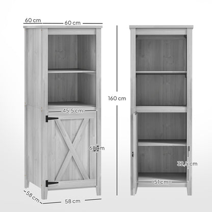 Garden Cabinet Wood, Weatherproof Tool Shed 60x60x160cm, Tool Shed with Door, Adjustable Shelves, Lockable Tool Cabinet, Garden Shed for Garden, Patio, Backyard, Light Grey