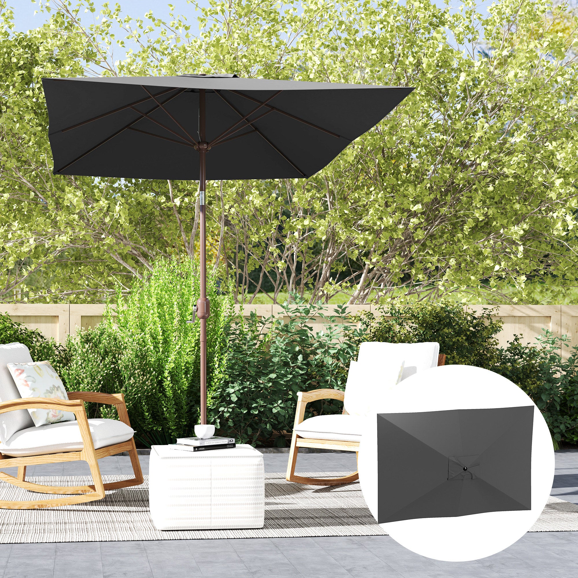 Replacement Cover for Rectangular Sun Umbrella 3x2 m with Ventilation Opening on Top, Umbrella Cover made of 180 g/m² Polyester, UV Protection 50+, Dark Gray