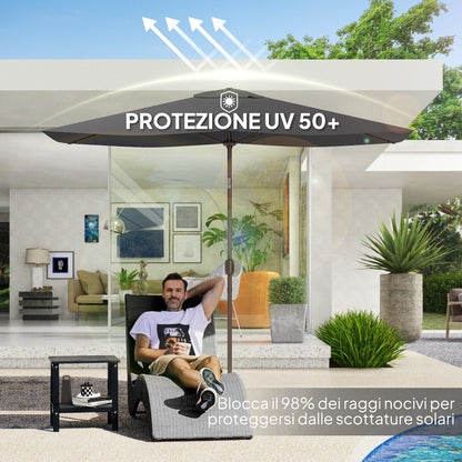 Replacement Cover for Rectangular Sun Umbrella 3x2 m with Ventilation Opening on Top, Umbrella Cover made of 180 g/m² Polyester, UV Protection 50+, Dark Gray
