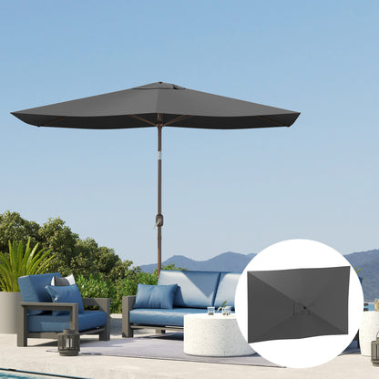 Replacement Cover for Rectangular Sun Umbrella 3x2 m with Ventilation Opening on Top, Umbrella Cover made of 180 g/m² Polyester, UV Protection 50+, Dark Gray