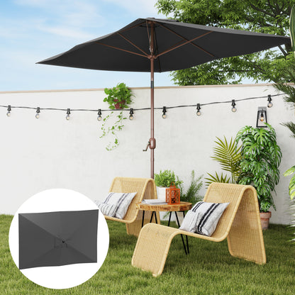 Replacement Cover for Rectangular Sun Umbrella 3x2 m with Ventilation Opening on Top, Umbrella Cover made of 180 g/m² Polyester, UV Protection 50+, Dark Gray