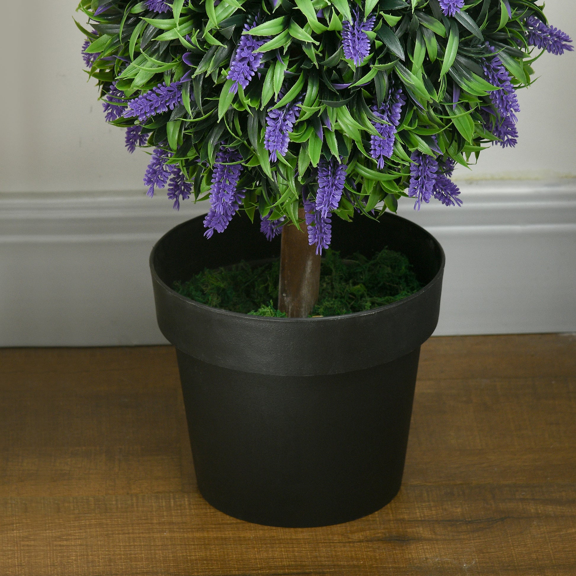 Set of 2 Large Artificial Lavender Trees 110 cm Artificial Plants, Plastic Artificial Plants in Pots, UV Resistant Artificial Flowers with 3 Balls for Living Room Bedroom Office Garden