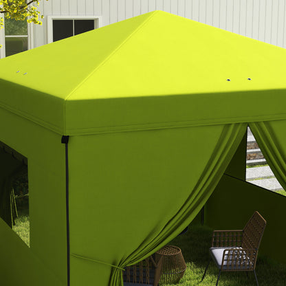 Pop-Up Foldable Tent 3x3 m Garden Gazebo with 4 Side Walls 2 Mesh Windows Adjustable Height Waterproof and Anti-UV Carrying Bag for Camping Parties Green