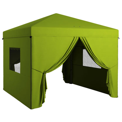 Pop-Up Foldable Tent 3x3 m Garden Gazebo with 4 Side Walls 2 Mesh Windows Adjustable Height Waterproof and Anti-UV Carrying Bag for Camping Parties Green