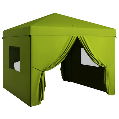 Pop-Up Foldable Tent 3x3 m Garden Gazebo with 4 Side Walls 2 Mesh Windows Adjustable Height Waterproof and Anti-UV Carrying Bag for Camping Parties Green