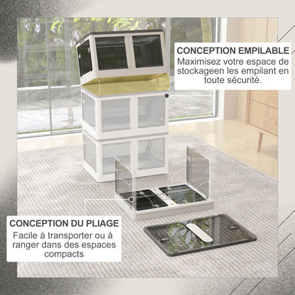 99L Plastic Foldable and Stackable Storage Box with Lid, 4 Wheels, 5-Sided Access, for Toys and Books, White