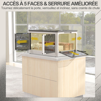 99L Plastic Foldable and Stackable Storage Box with Lid, 4 Wheels, 5-Sided Access, for Toys and Books, White