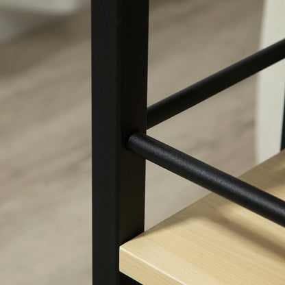 Side Table with Wheels C-Shaped End Table for Sofa Bed with 2 Shelves and Brakes for Bedroom Living Room Modern Style 60x34.5x64.5 cm Natural