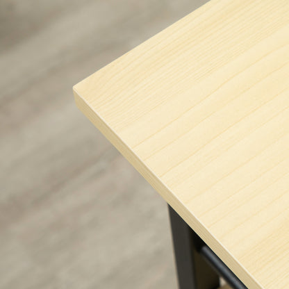 Side Table with Wheels C-Shaped End Table for Sofa Bed with 2 Shelves and Brakes for Bedroom Living Room Modern Style 60x34.5x64.5 cm Natural