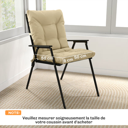 2-Pack Outdoor Chair Cushions with Ties, Indoor/Outdoor, 47.2 x 19.7 x 3.1 in, Beige
