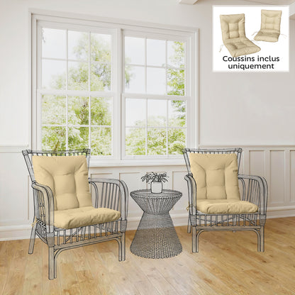 2-Pack Outdoor Chair Cushions with Ties, Indoor/Outdoor, 47.2 x 19.7 x 3.1 in, Beige